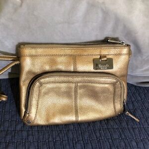 Tignanello gold pebble leather crossbody